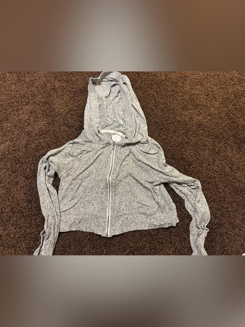 Urban Outfitters Heather Gray Cropped Zip Hoodie